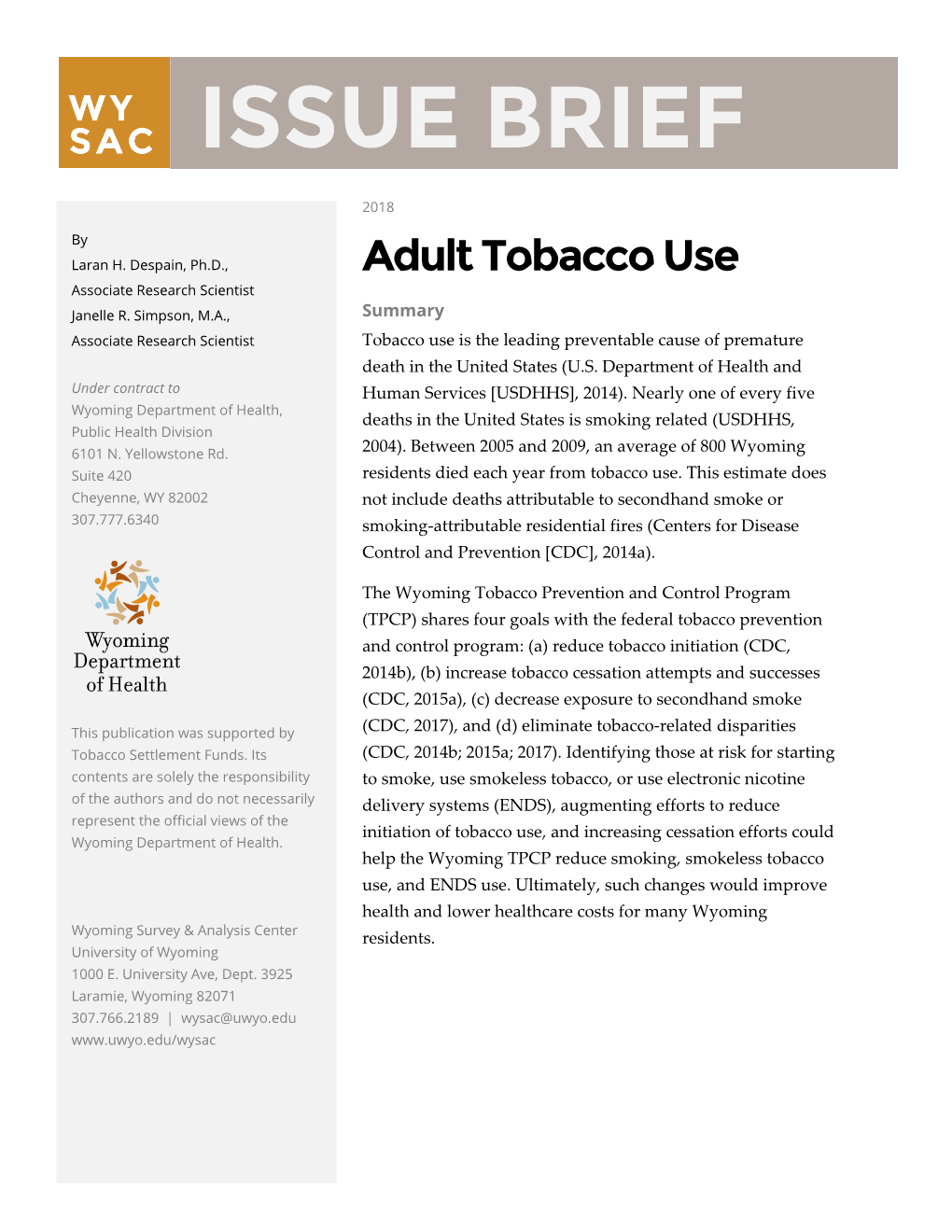 Adult Tobacco Use Issue Brief