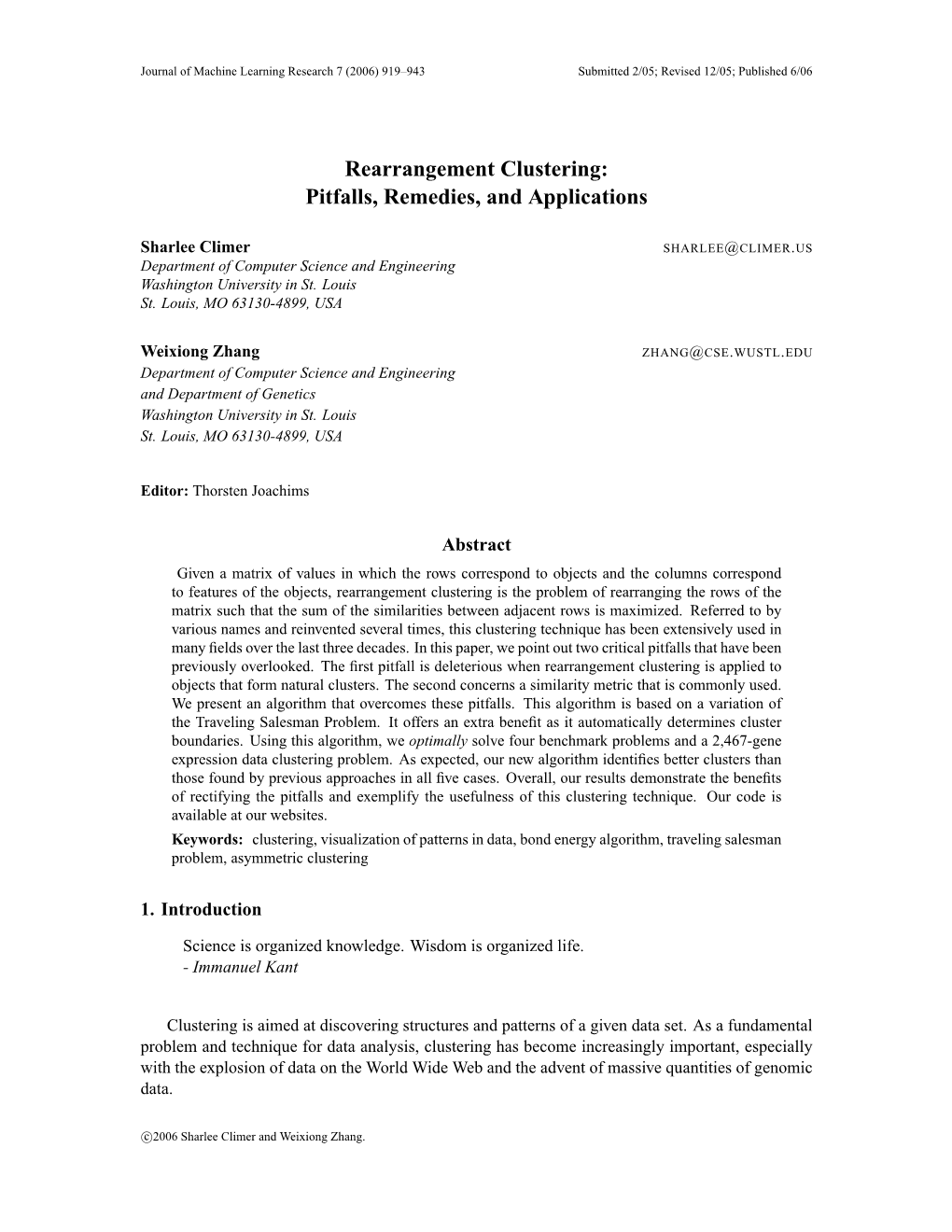 Rearrangement Clustering: Pitfalls, Remedies, and Applications