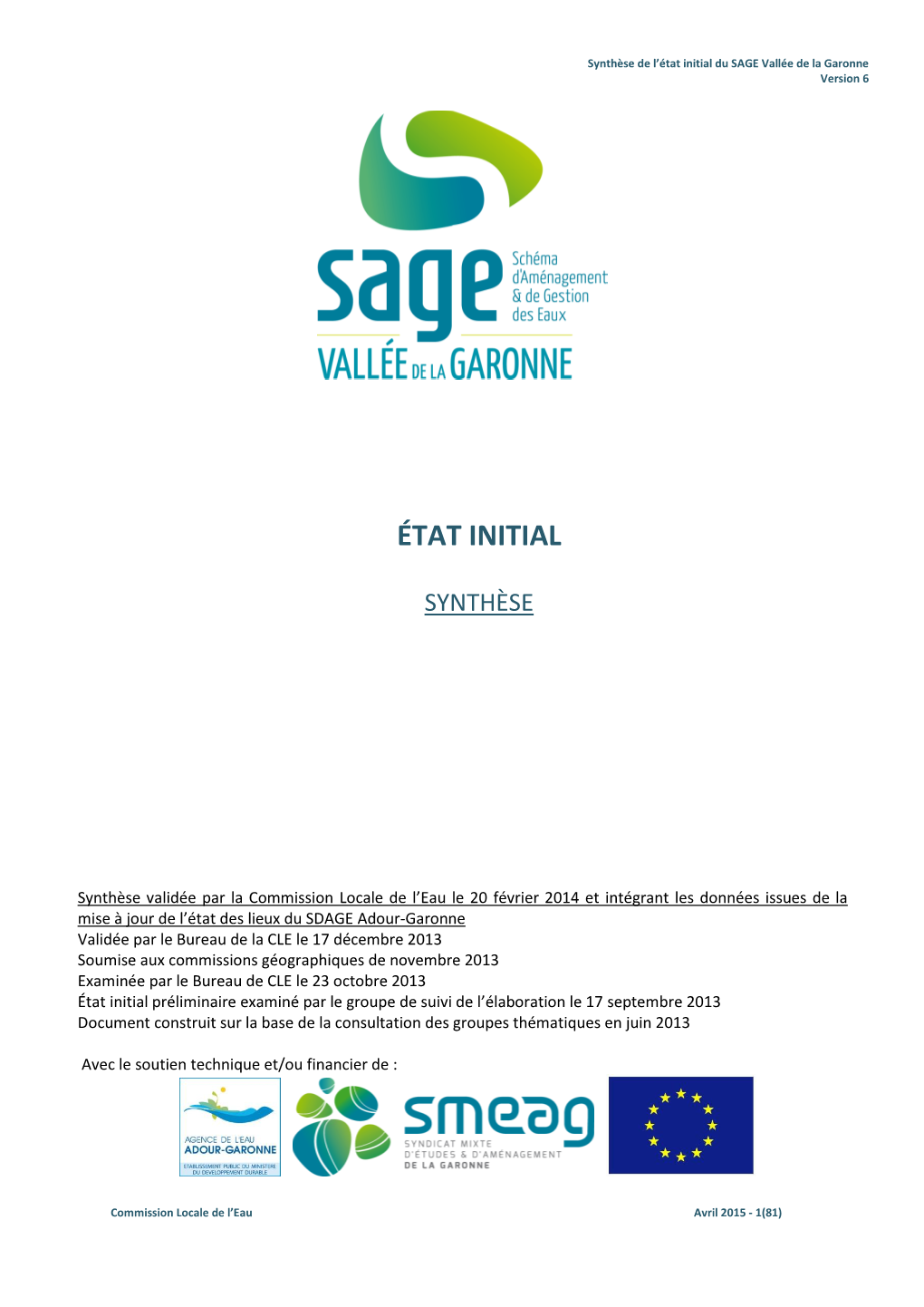 État Initial Du SAGE Vallée De La Garonne Version 6