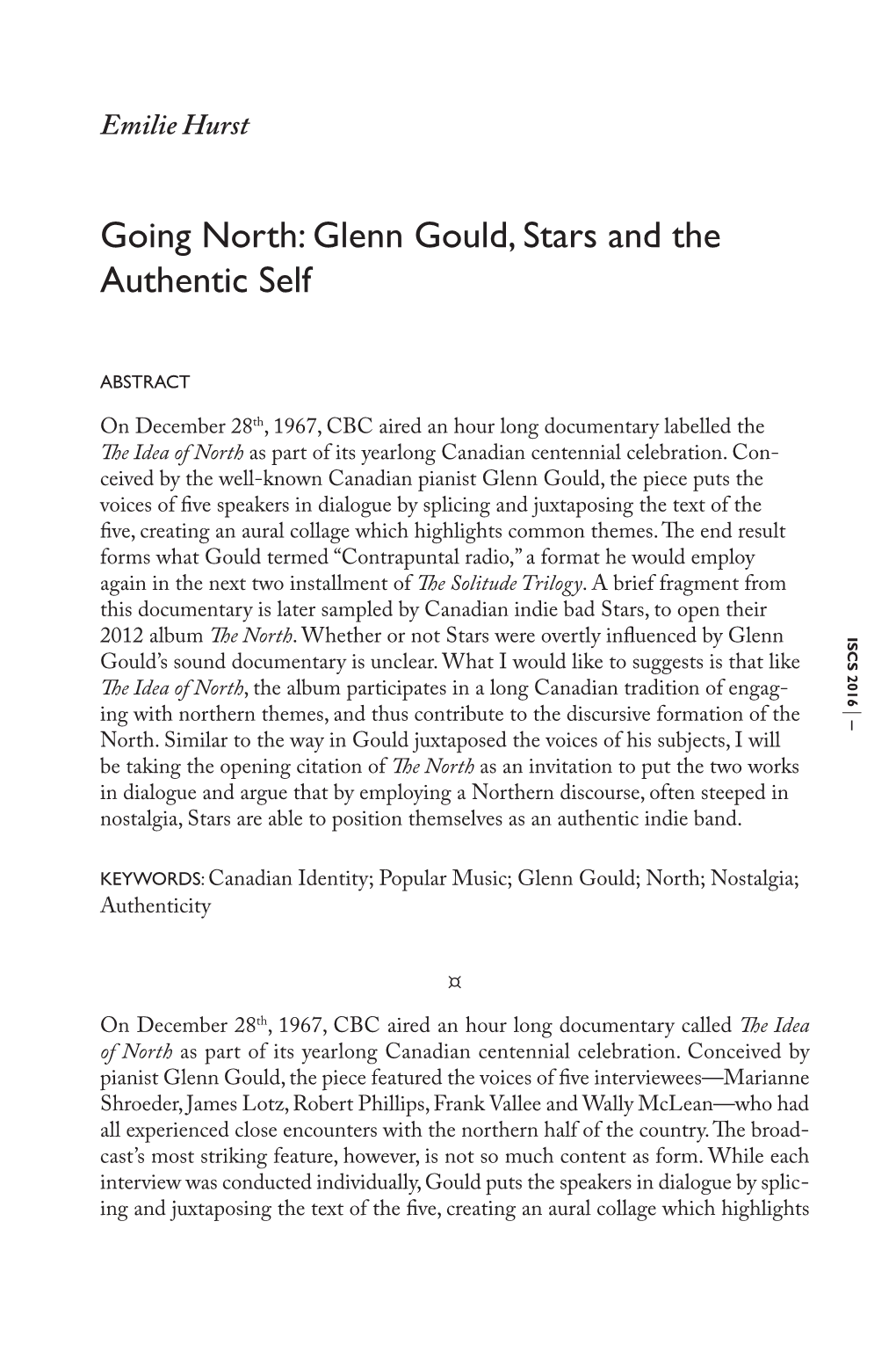 Glenn Gould, Stars and the Authentic Self