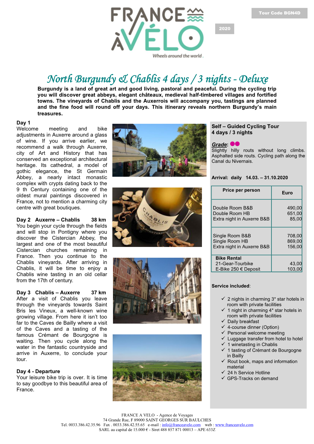 North Burgundy & Chablis 4 Days / 3 Nights