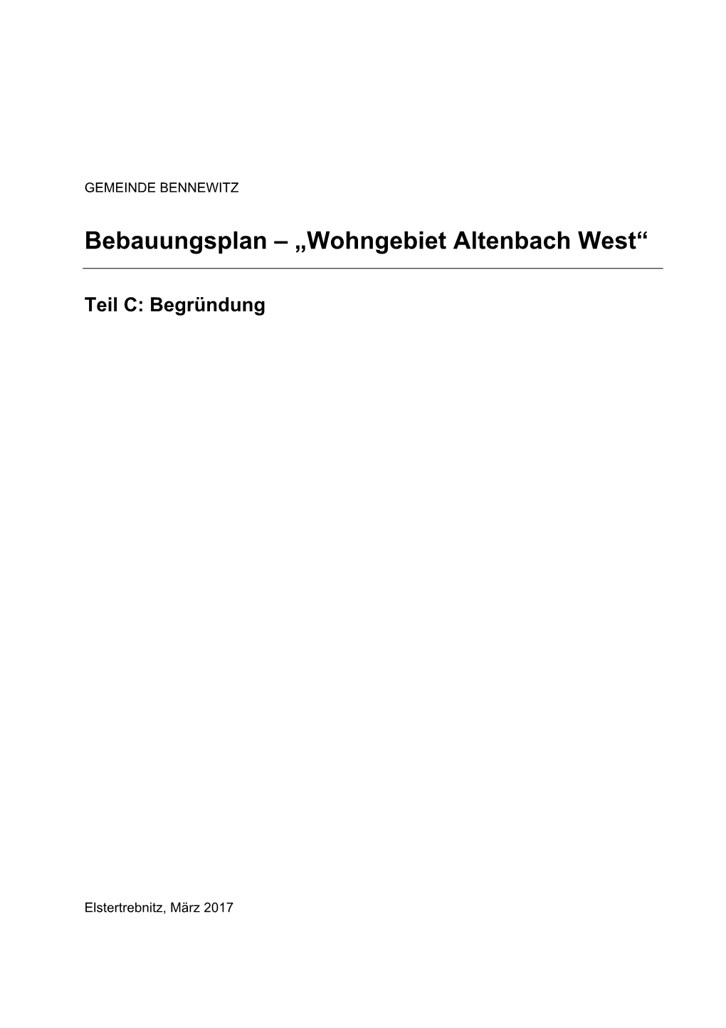 Bebauungsplan – „Wohngebiet Altenbach West“