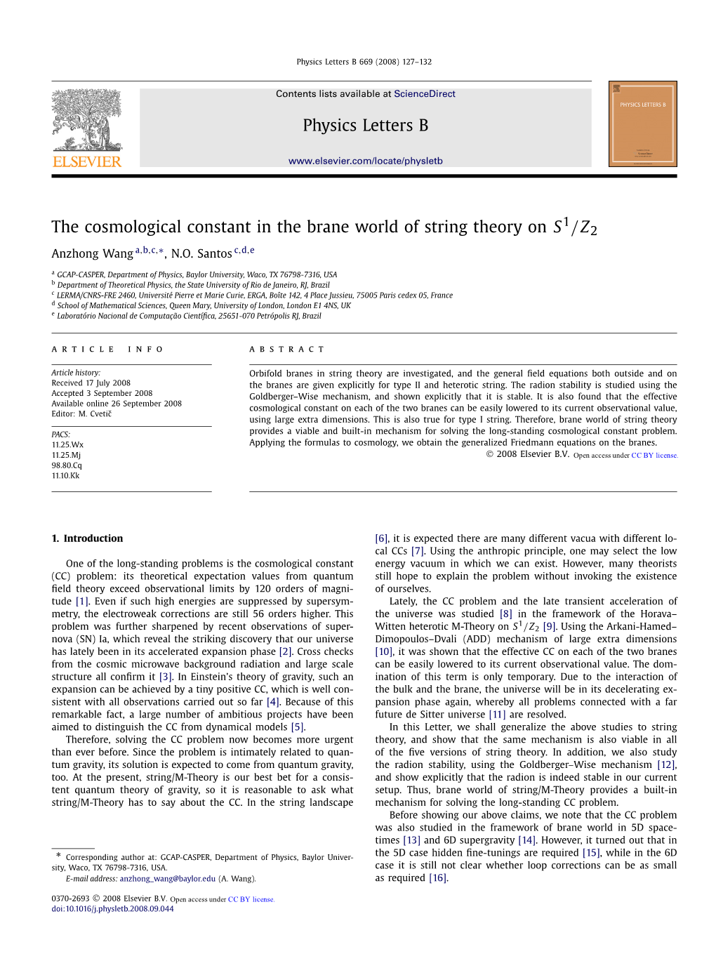 The Cosmological Constant in the Brane World of String Theory on S1/Z2