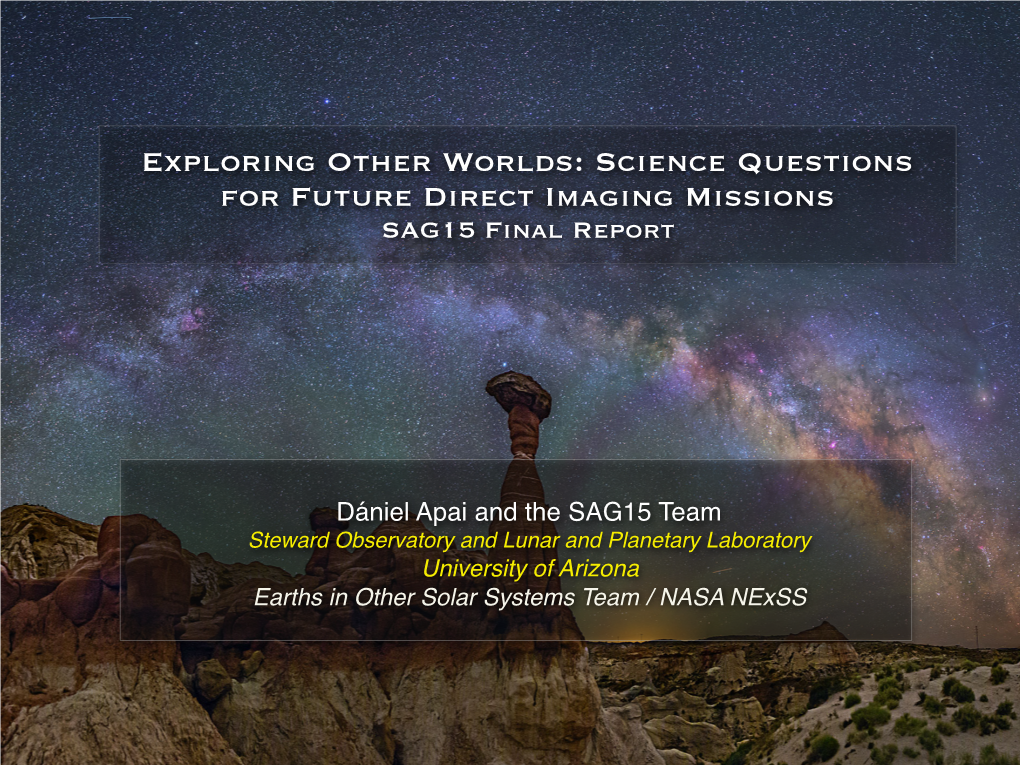 SAG 15 Exploring Other Worlds: Science Questions for Future Direct Imaging Missions