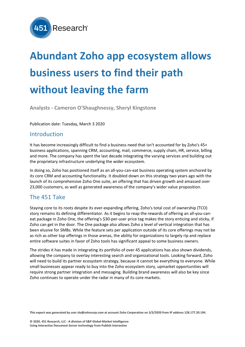 Abundant Zoho App Ecosystem Allows Business Users to Find Their Path Without Leaving the Farm