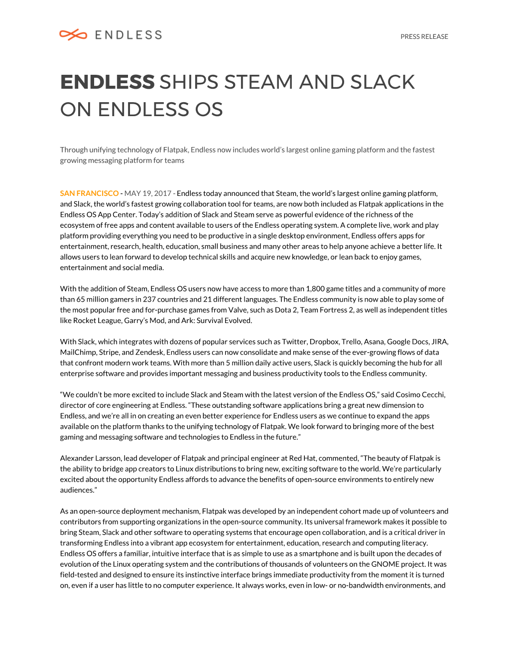 Endless ​Ships Steam and Slack on Endless Os