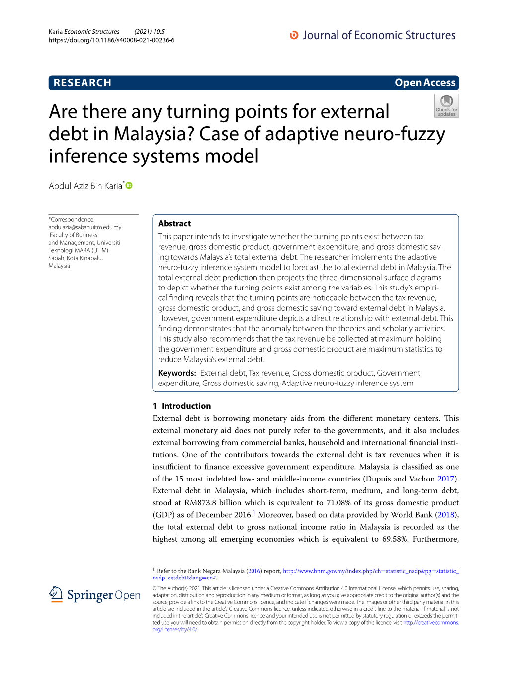 Case of Adaptive Neuro-Fuzzy Inference Systems Model