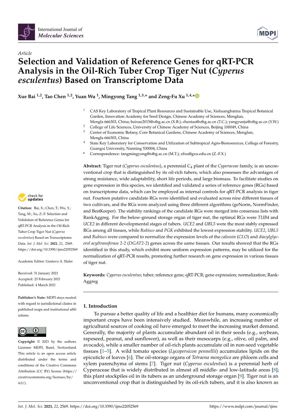 Cyperus Esculentus) Based on Transcriptome Data