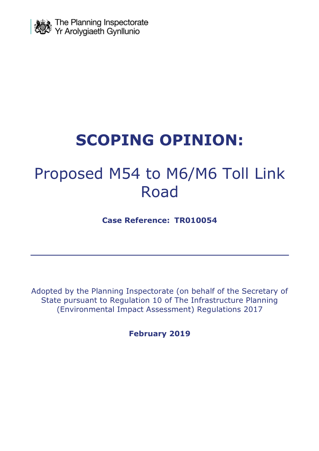 SCOPING OPINION: Proposed M54 to M6/M6 Toll Link Road