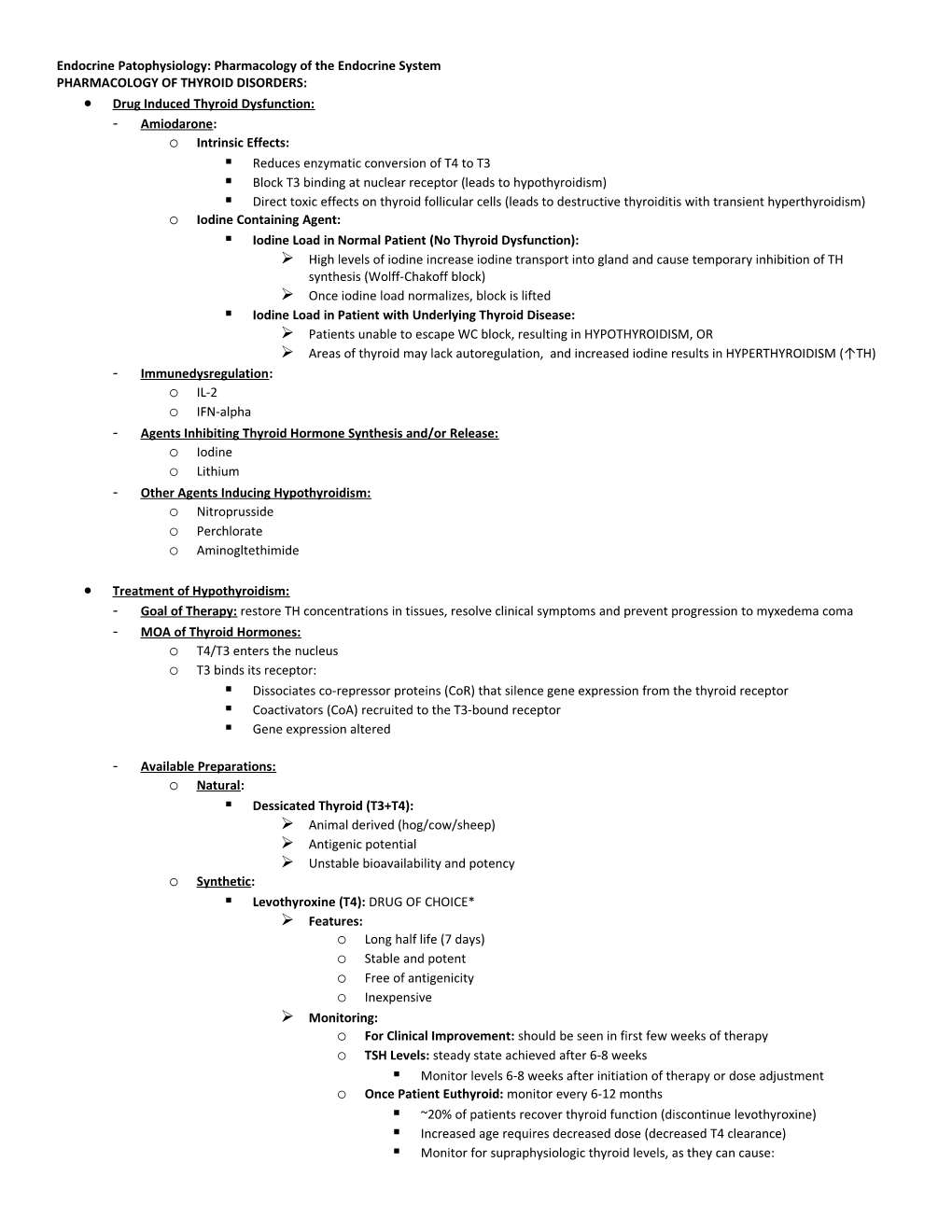 Endocrine Patophysiology: Pharmacology of the Endocrine System