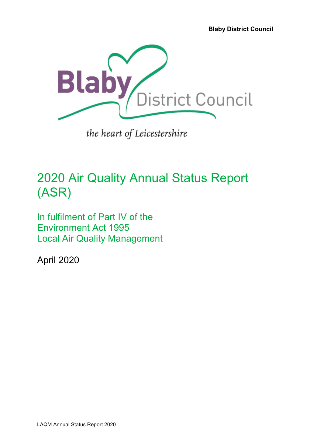 Air Quality Annual Status Report 2020