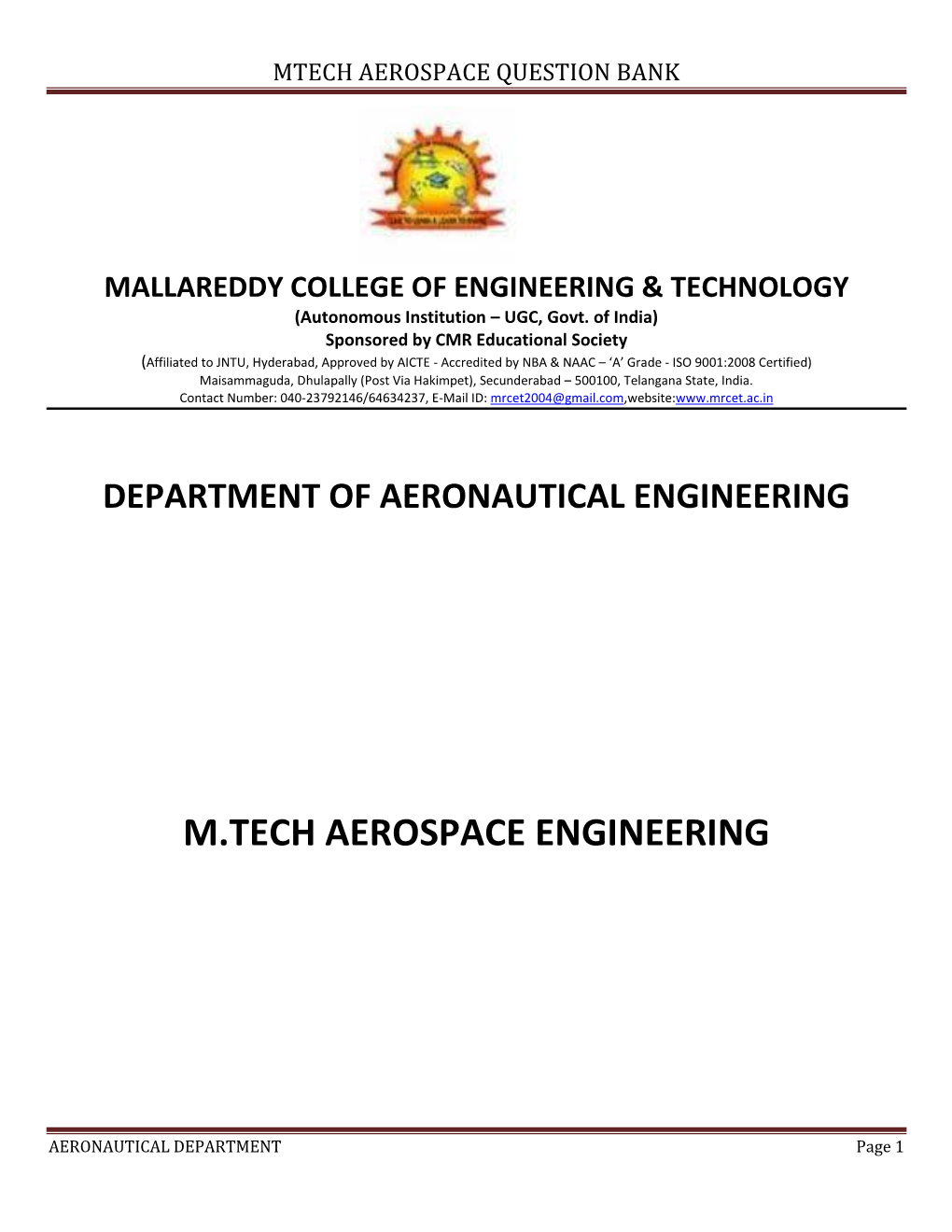 M.Tech Aerospace Engineering