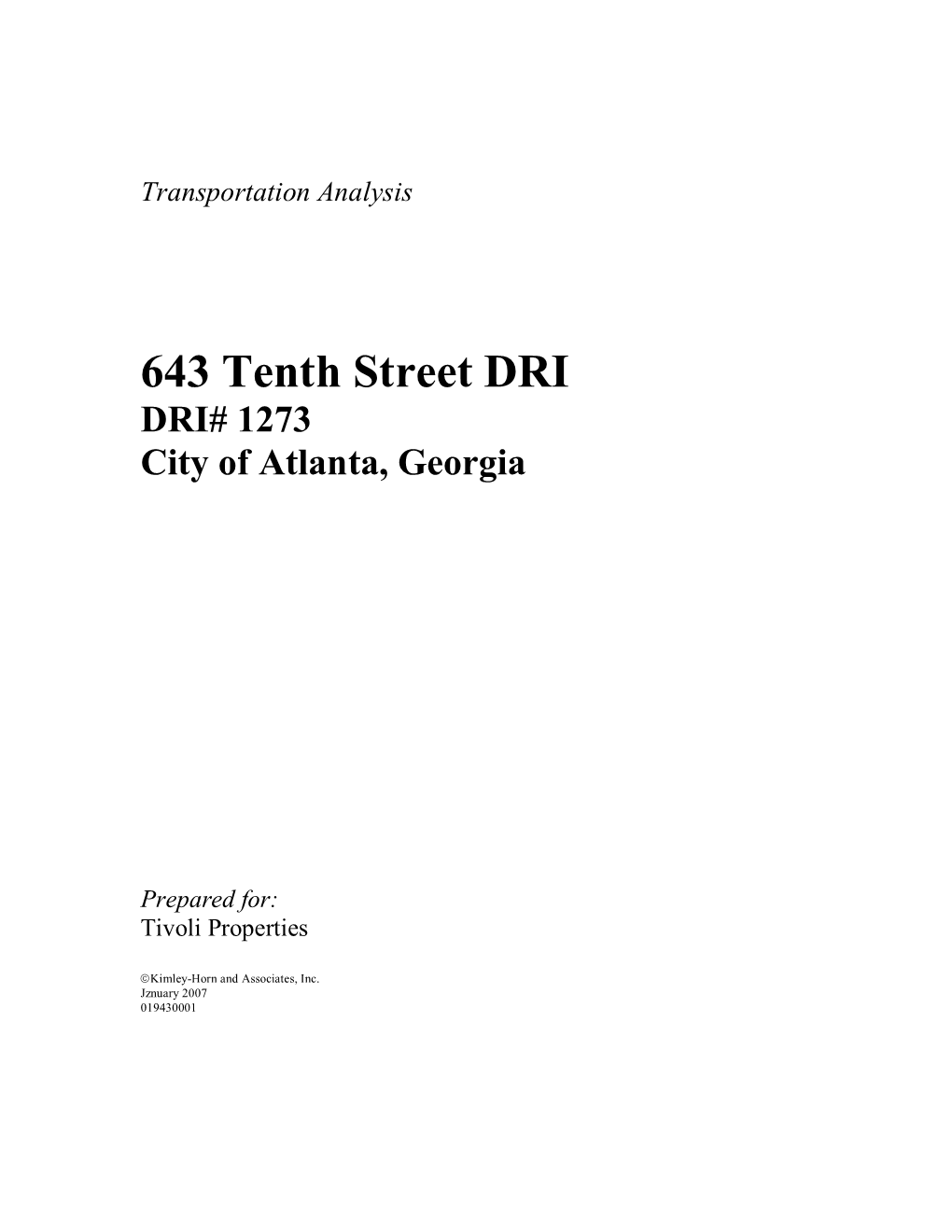 643 Tenth Street DRI DRI# 1273 City of Atlanta, Georgia