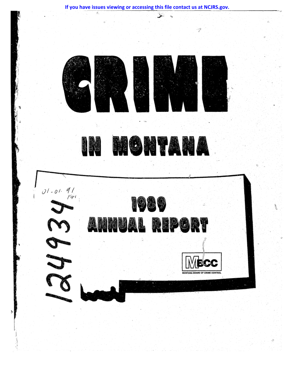 Crime in Montana 1989 Annual Report