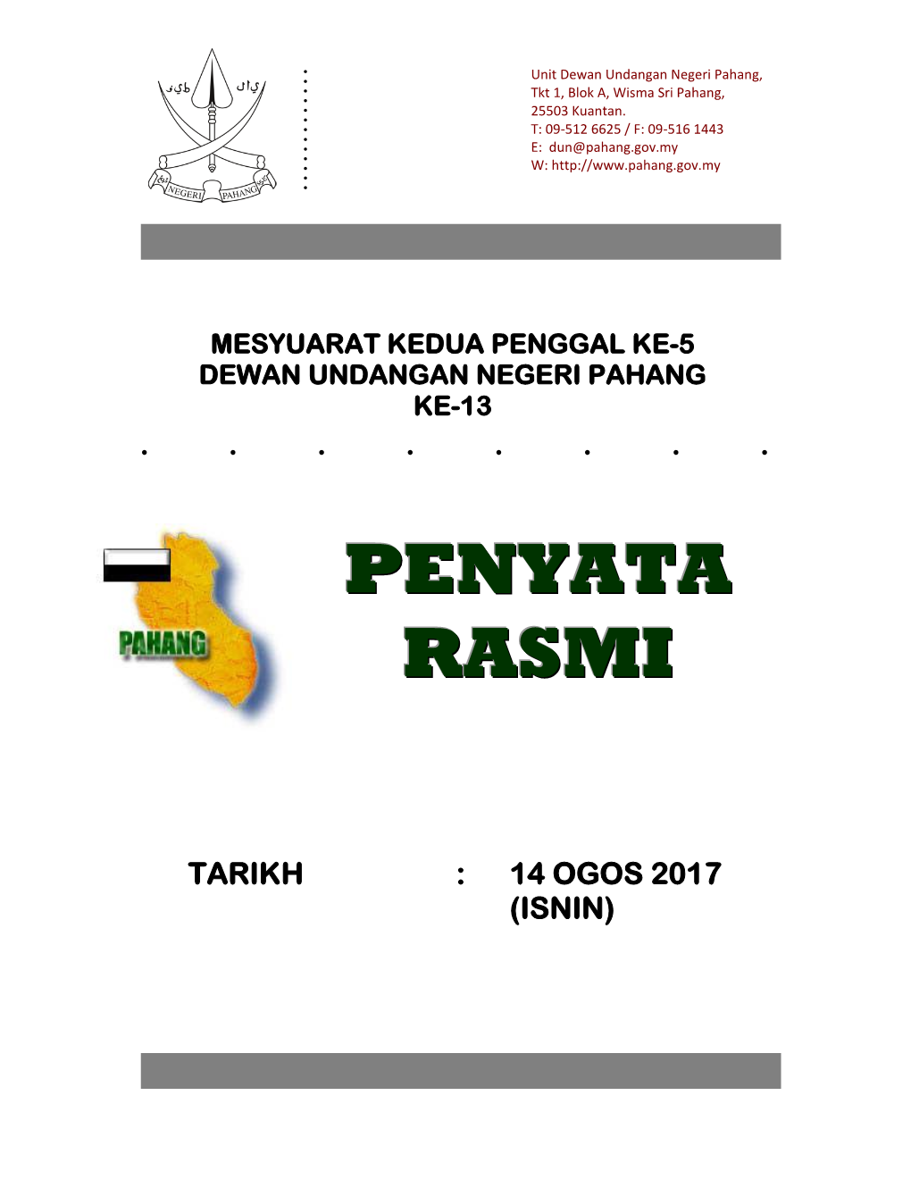 Mesyuarat Kedua Penggal Ke-5 DUN Pahang Ke-13