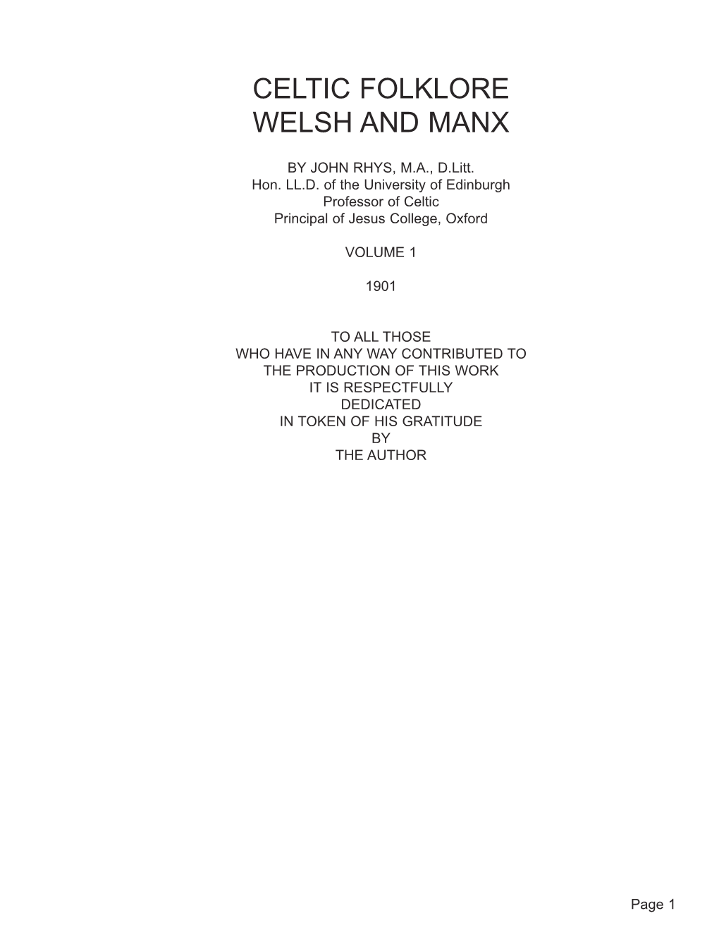 Celtic Folklore Welsh and Manx