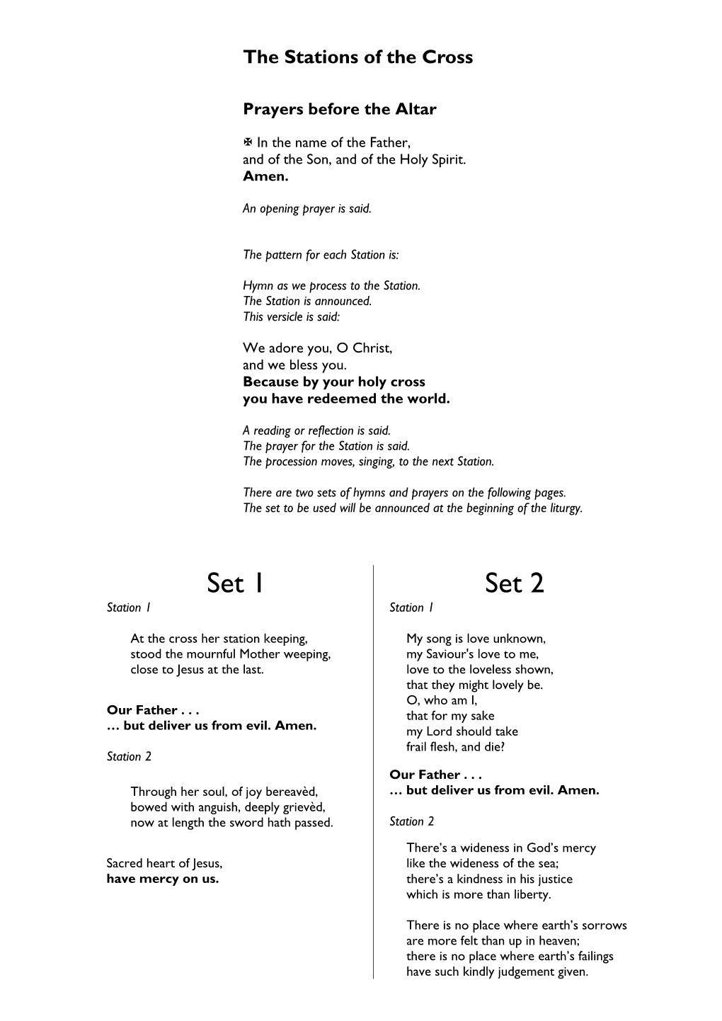 The Stations of the Cross Liturgy Sheet