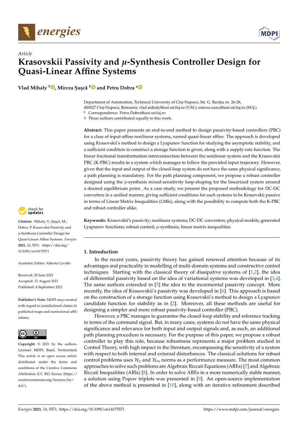 Krasovskii Passivity and -Synthesis Controller Design for Quasi-Linear