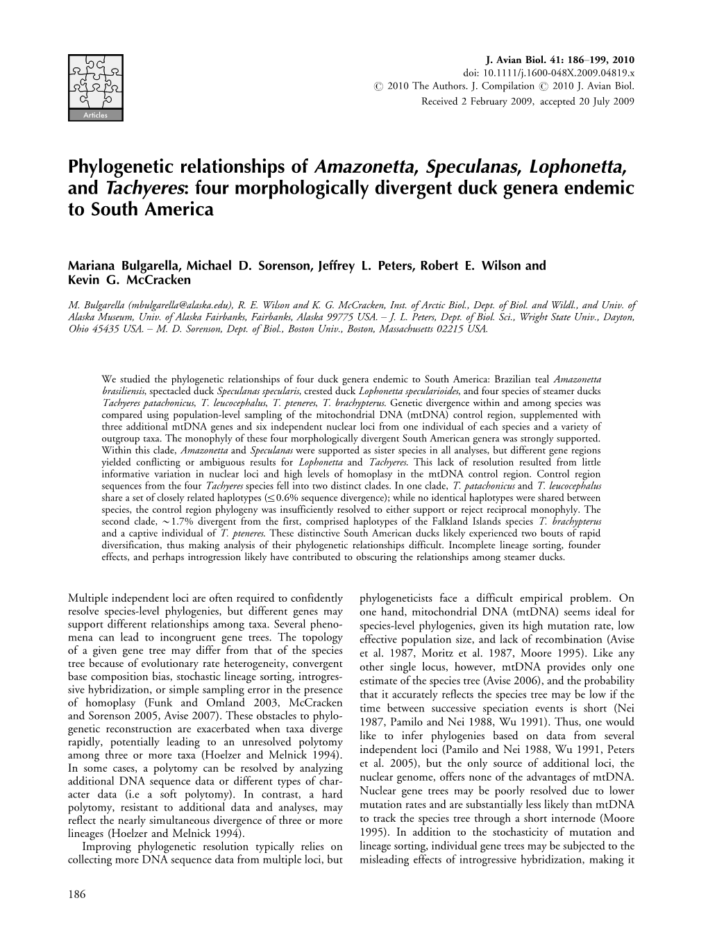 Journal of Avian Biology 41:186-199