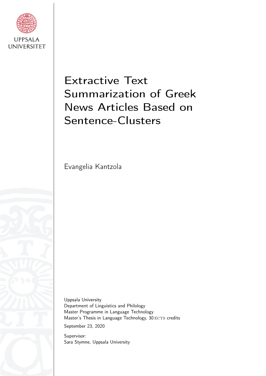 Extractive Text Summarization of Greek News Articles Based on Sentence-Clusters