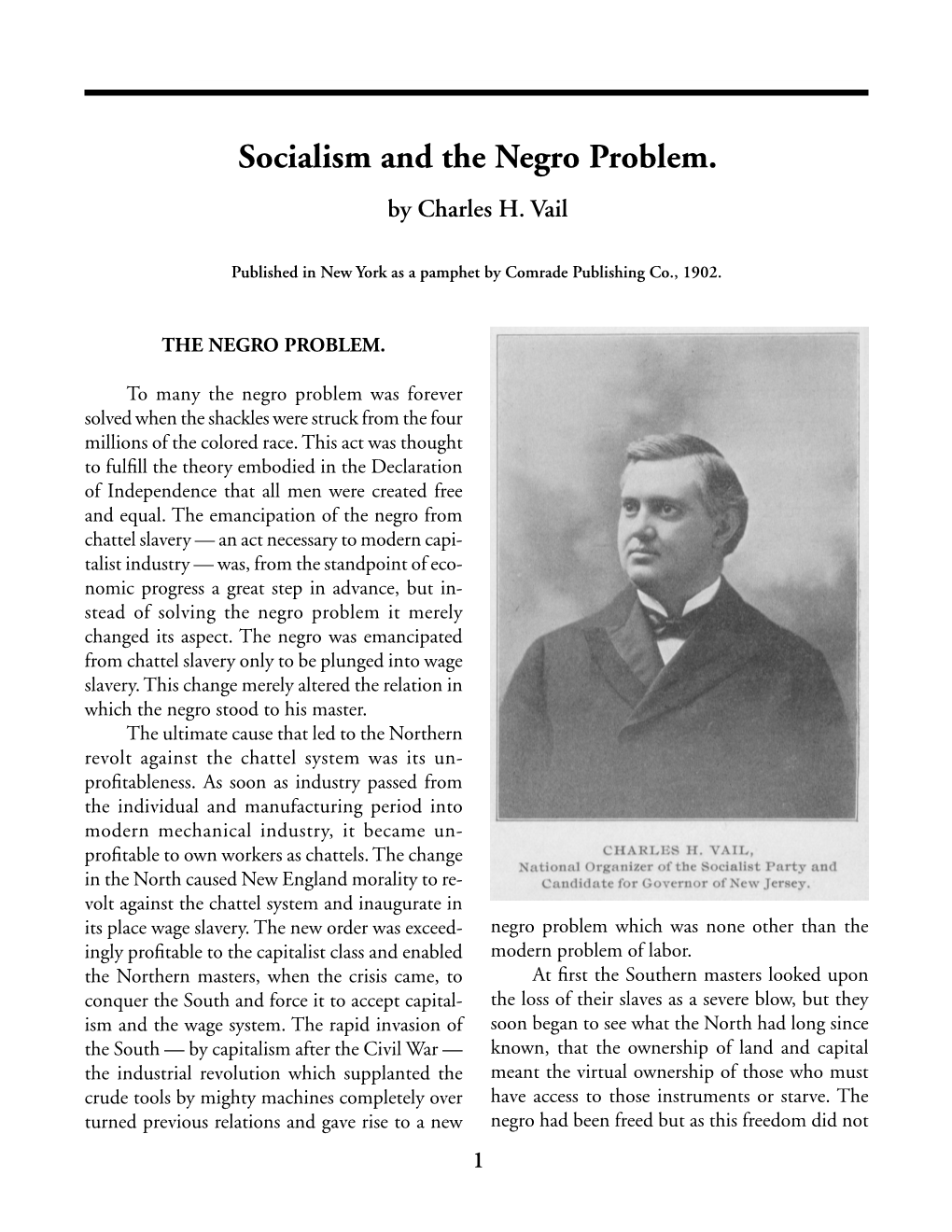 Socialism and the Negro Problem. [1902] 1