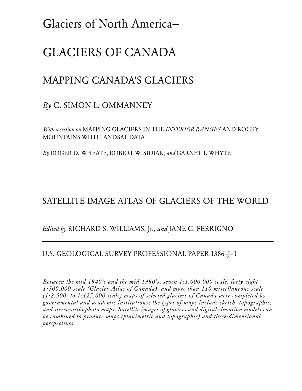 Glaciers of North America— GLACIERS of CANADA