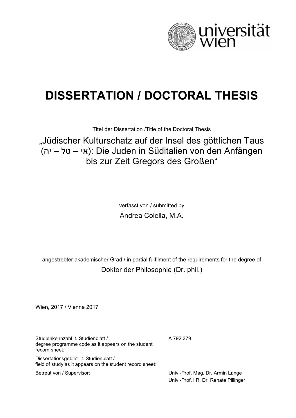 Dissertation / Doctoral Thesis