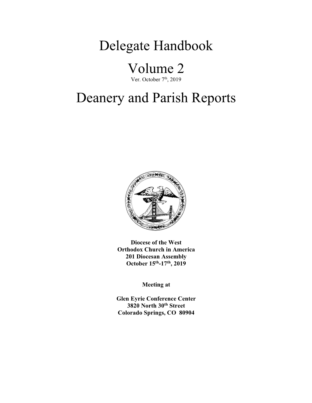 Delegate Handbook Volume 2 Deanery and Parish Reports