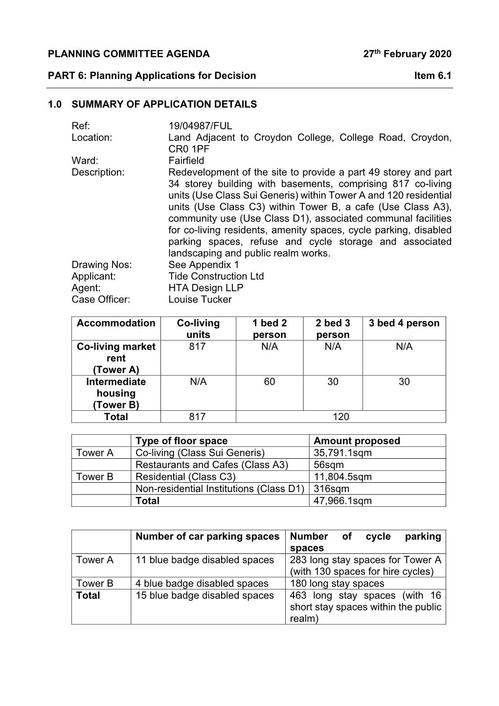 PLANNING COMMITTEE AGENDA 27Th February 2020