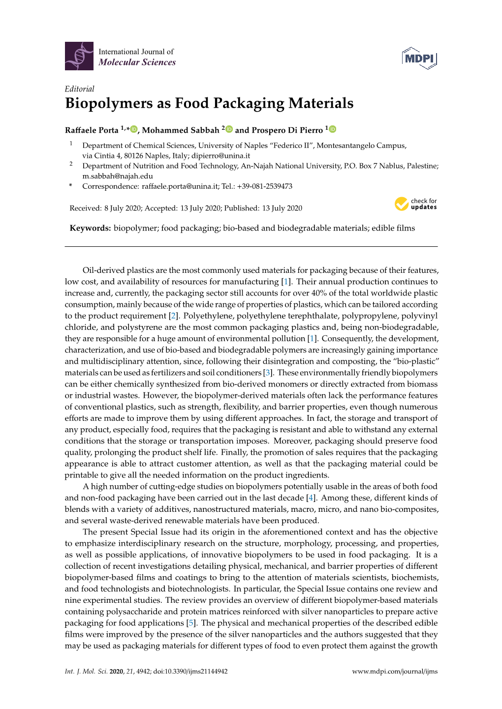 Biopolymers As Food Packaging Materials