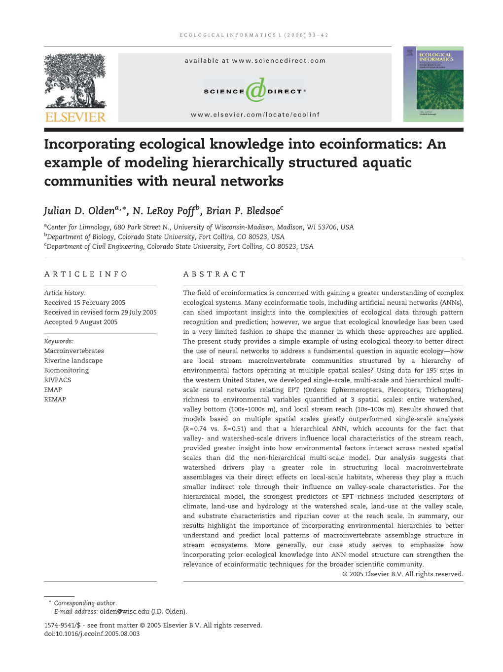 Incorporating Ecological Knowledge Into Ecoinformatics: an Example of Modeling Hierarchically Structured Aquatic Communities with Neural Networks