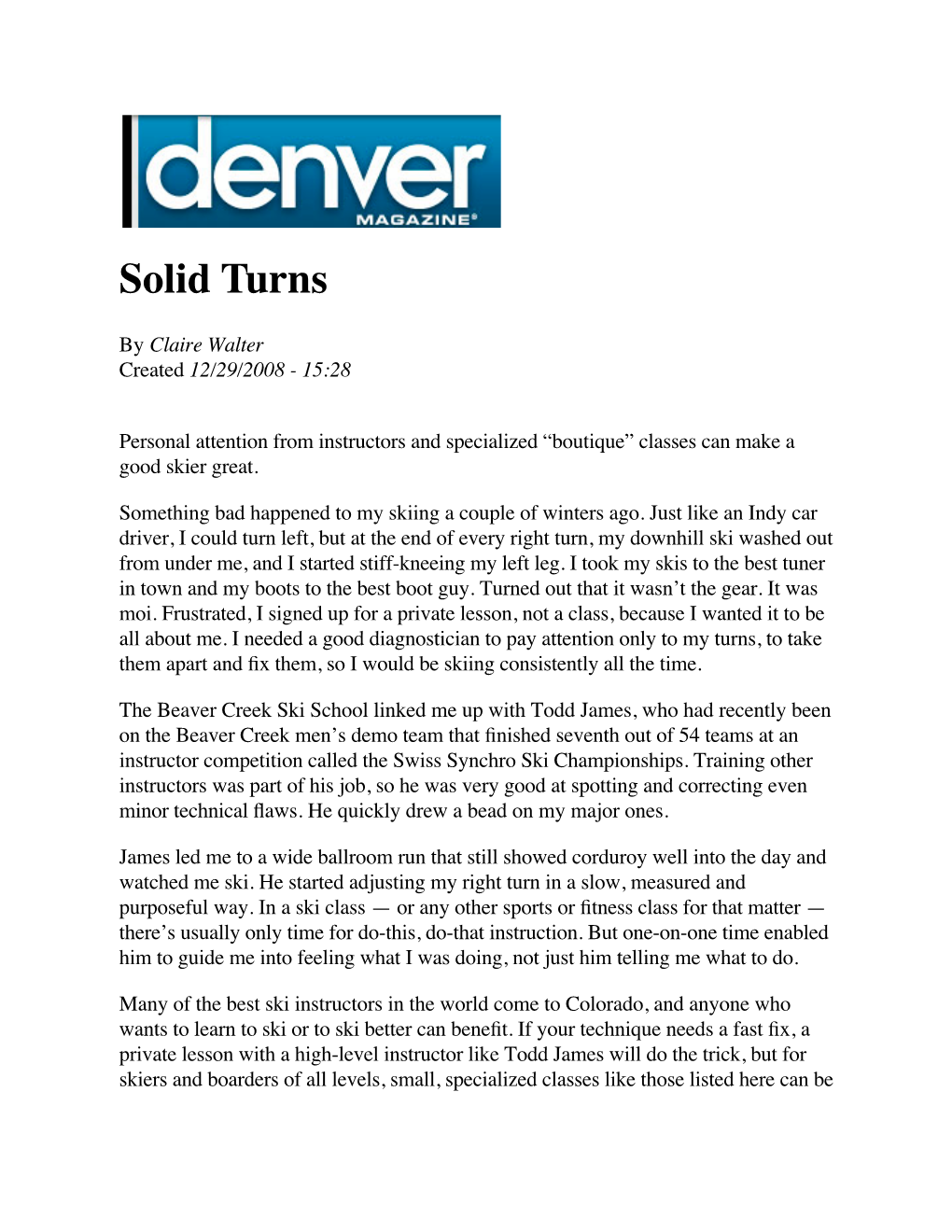 Denver Magazine – Solid Turns