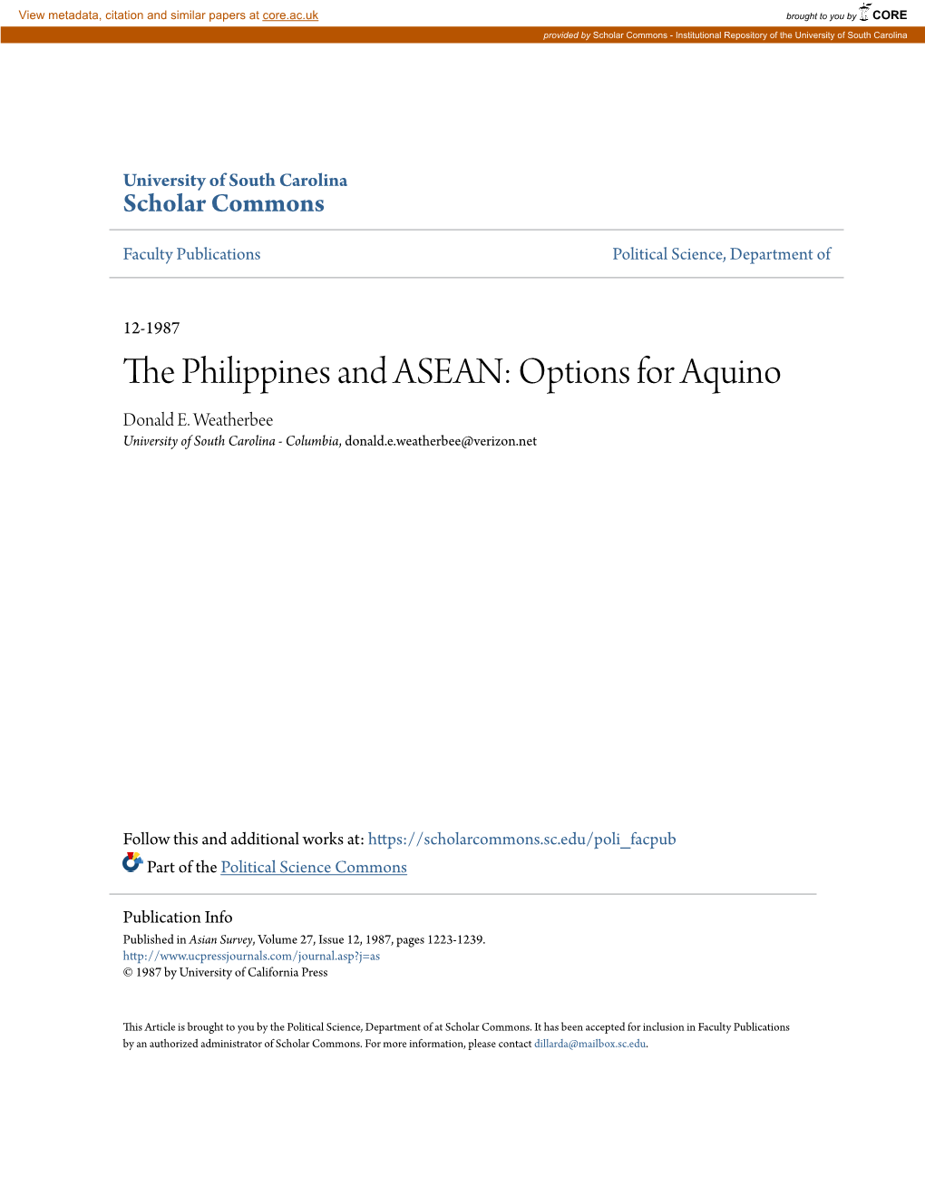 The Philippines and ASEAN