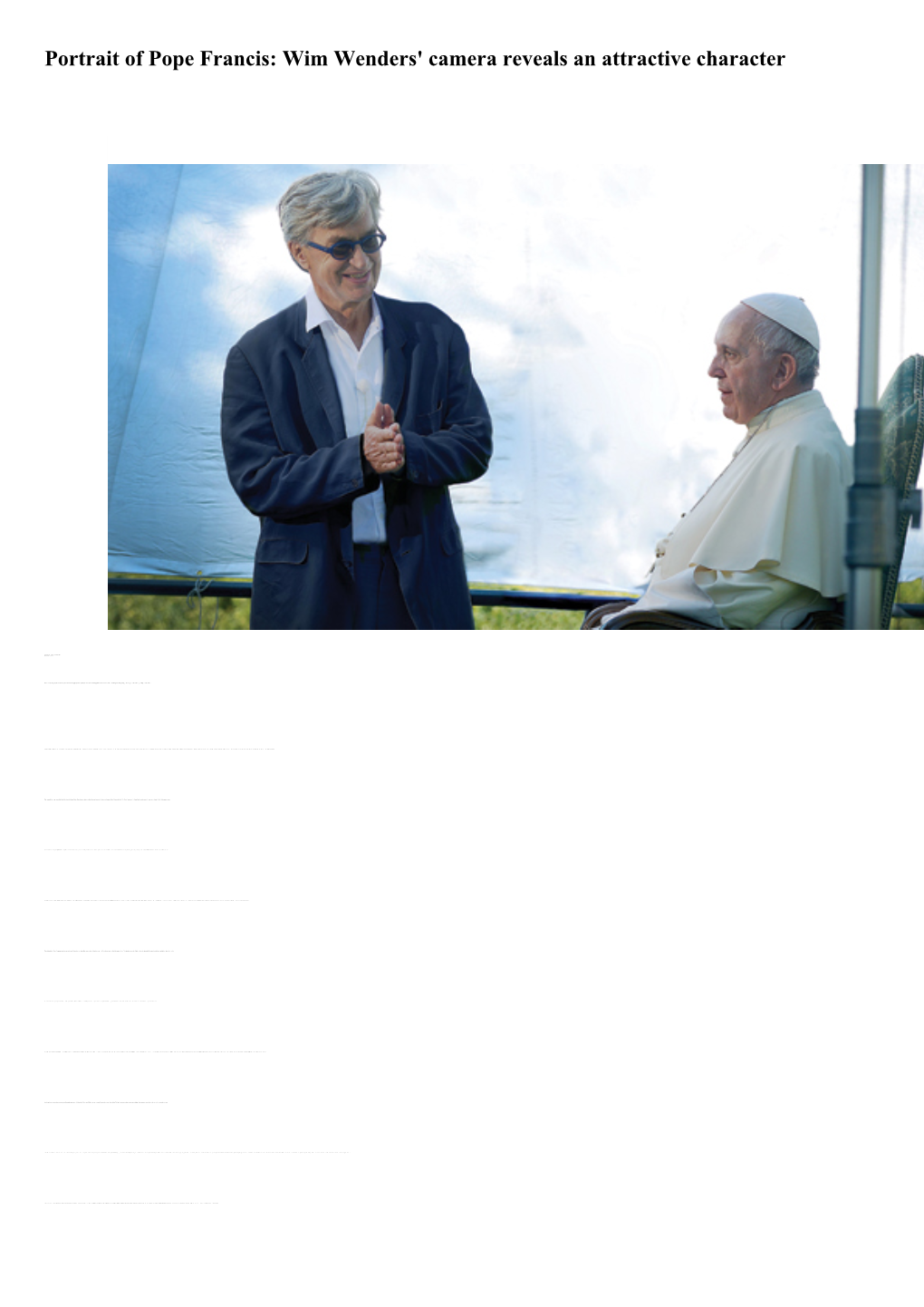 Portrait of Pope Francis: Wim Wenders' Camera Reveals an Attractive Character