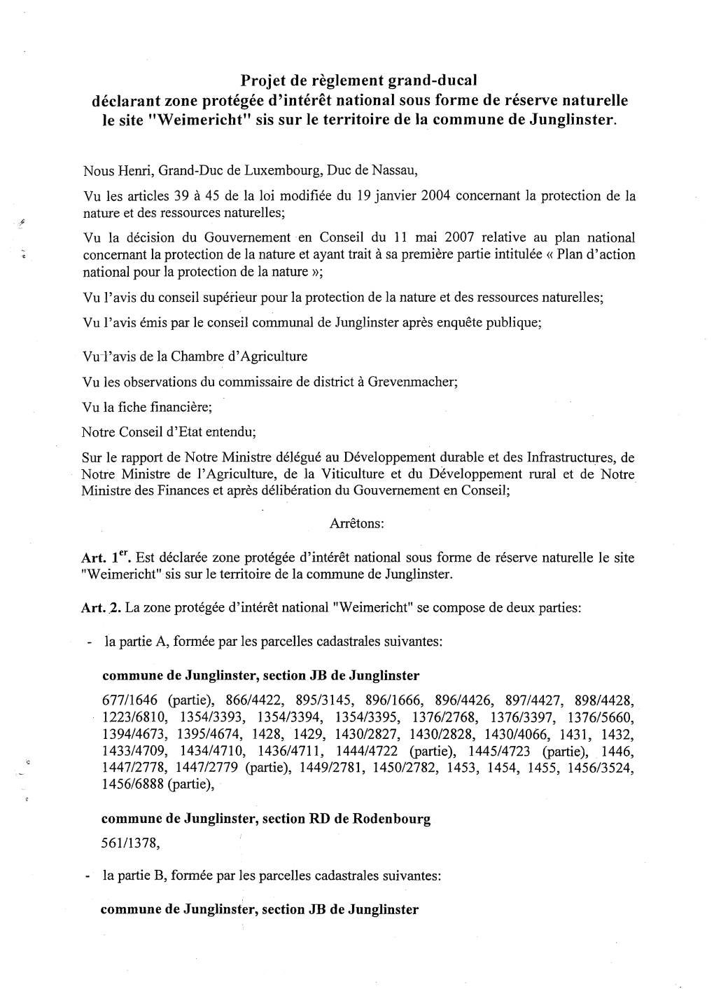 Texte Du Projet De Règlement Grand-Ducal 49.643