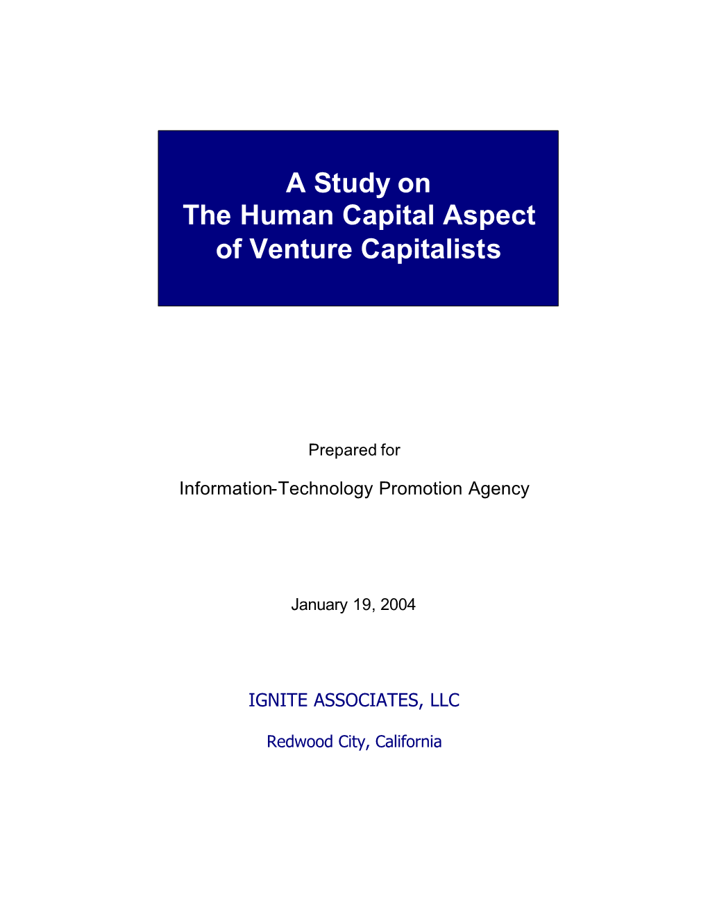 A Study on the Human Capital Aspect of Venture Capitalist…