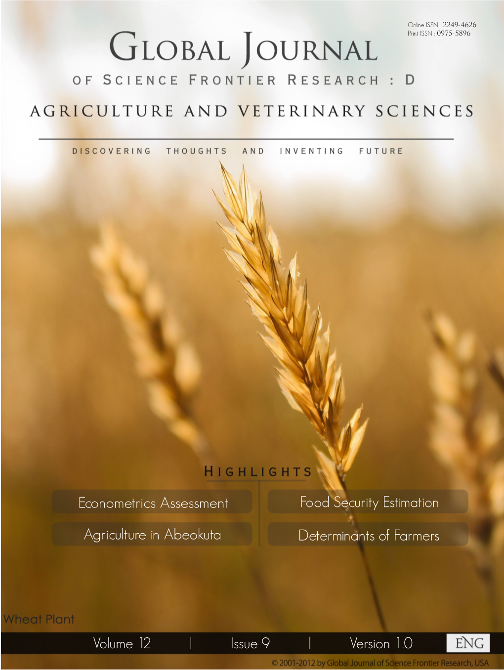 Global Journal of Science Frontier Research: D Agriculture & Veterinary Sciences