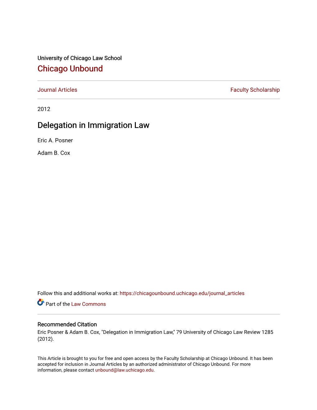 Delegation in Immigration Law