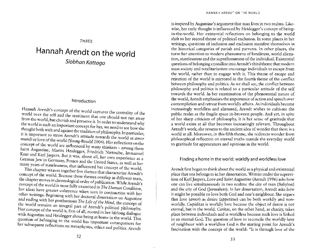 Hannah Arendt on the World