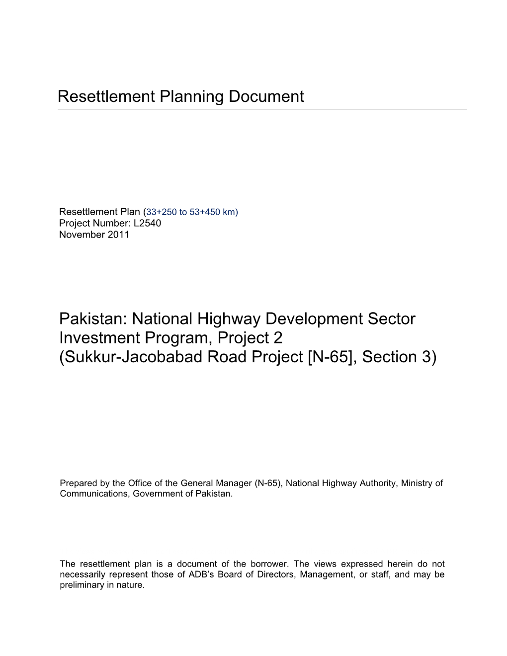 Sukkur-Jacobabad Road Project [N-65], Section 3)