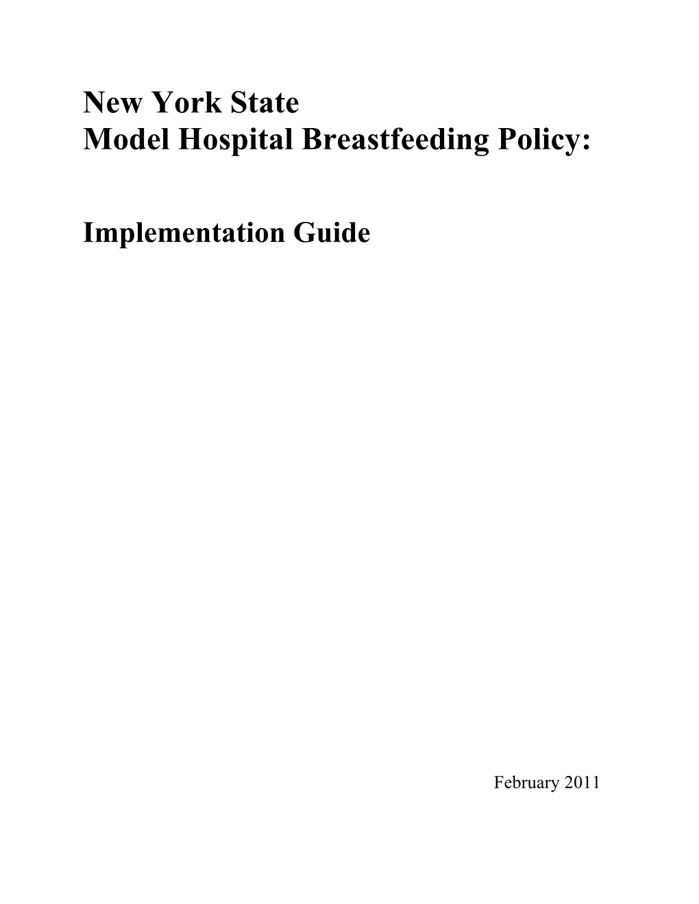 New York State Model Hospital Breastfeeding Policy
