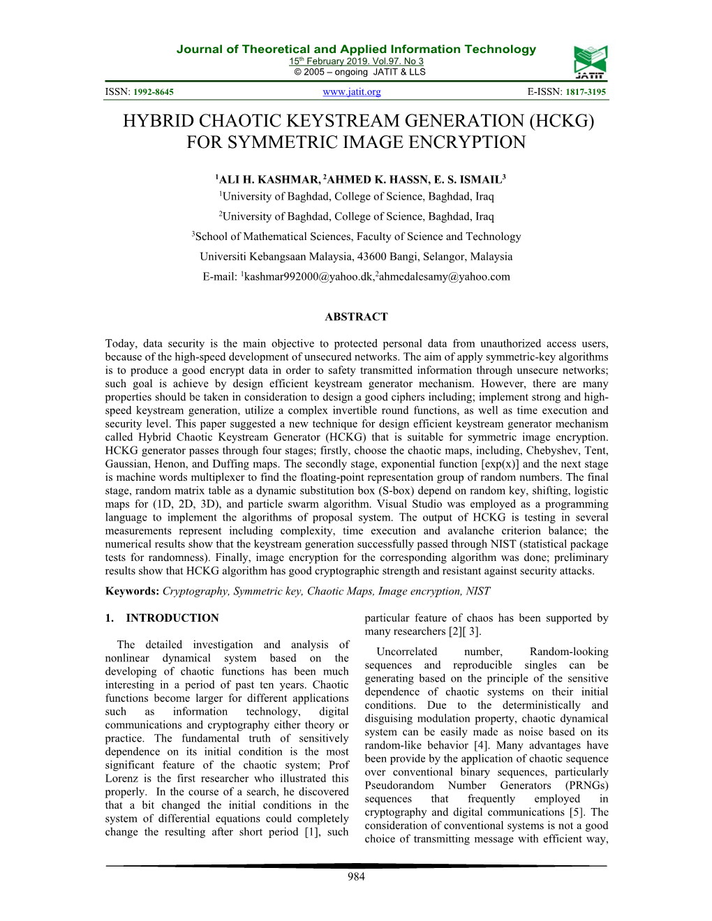 For Symmetric Image Encryption