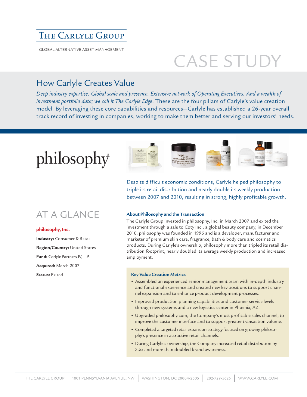 CASE STUDY How Carlyle Creates Value Deep Industry Expertise