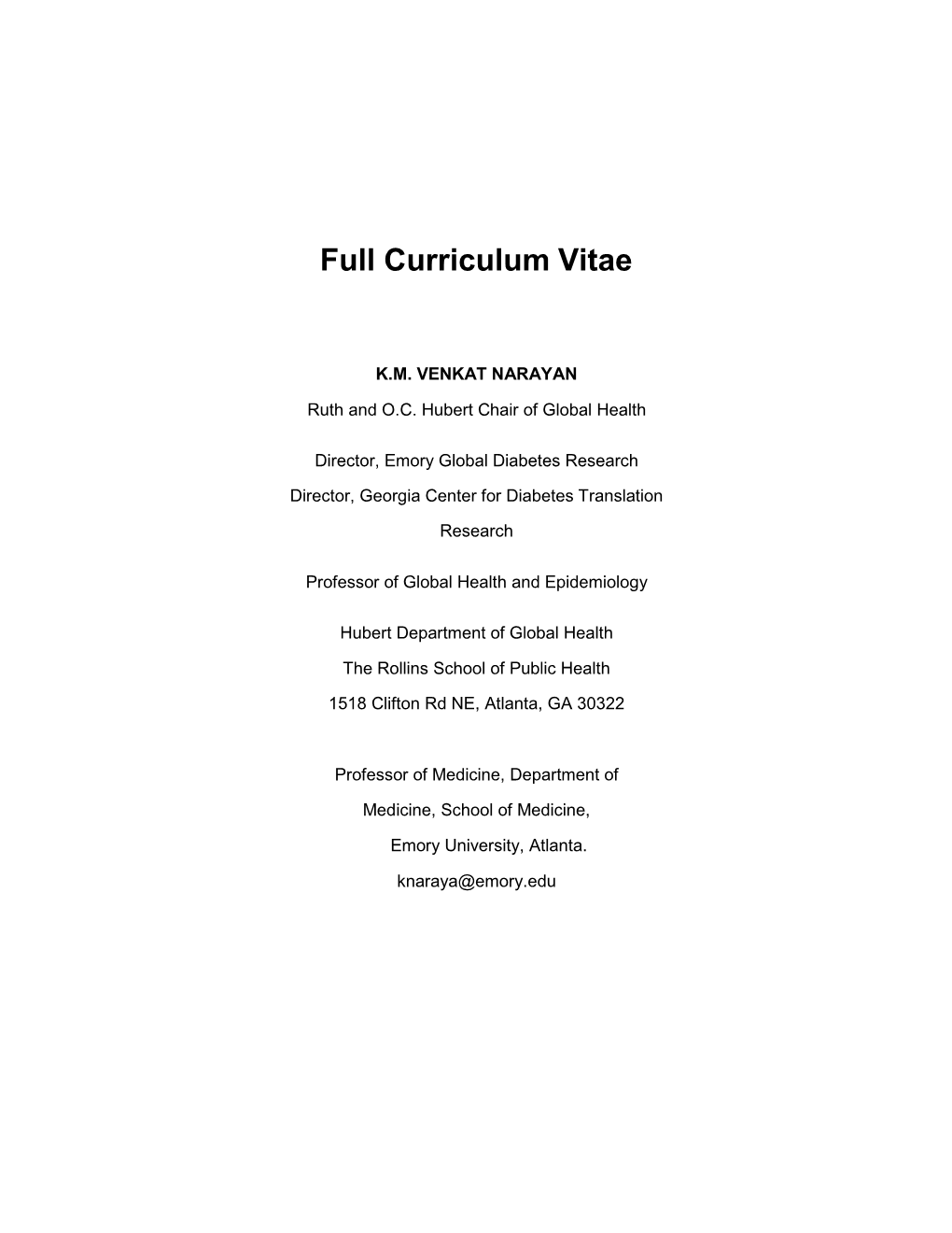 KM Venkat Narayan CV