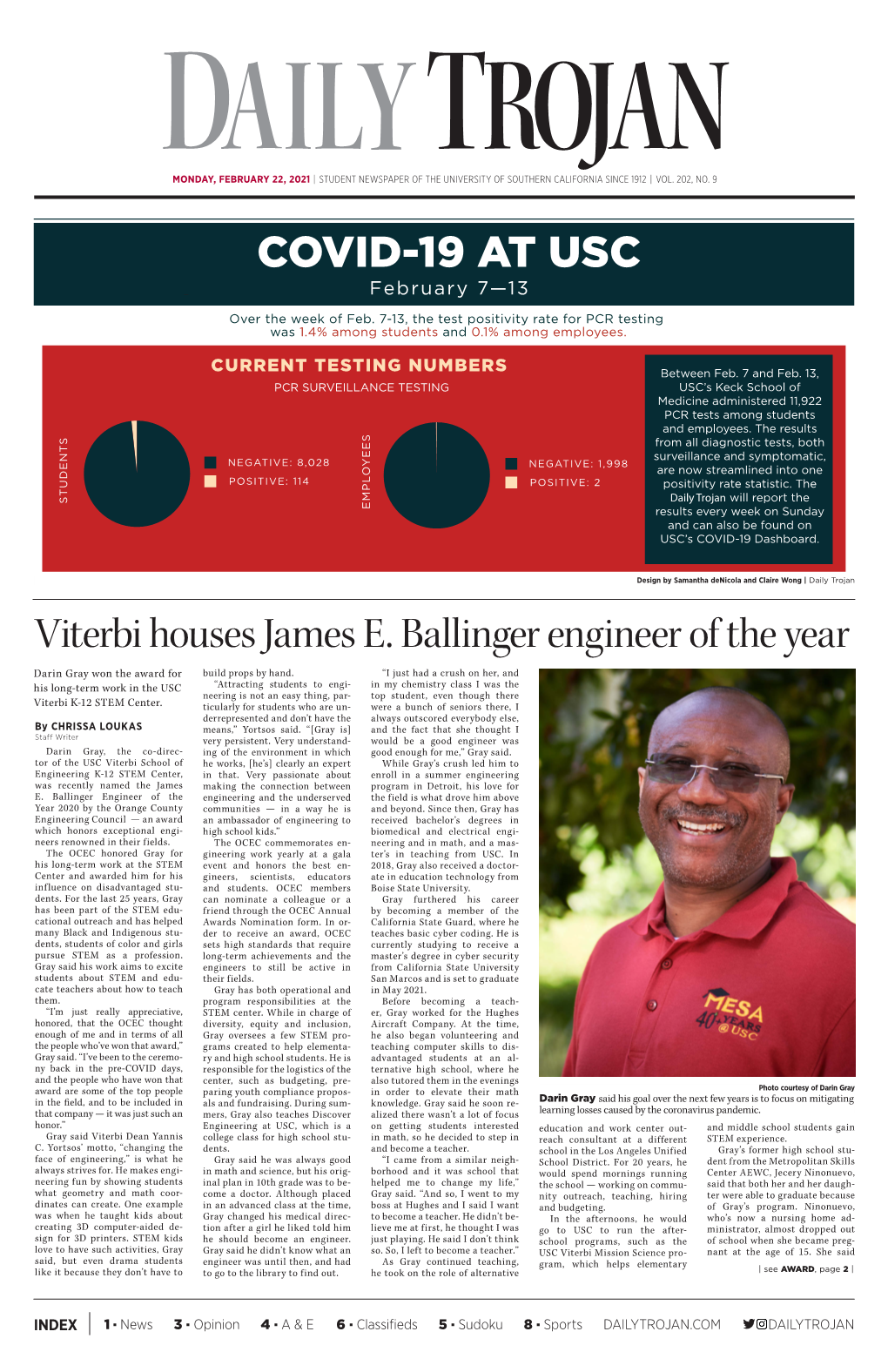 COVID-19 at USC Viterbi Houses James E. Ballinger Engineer of The
