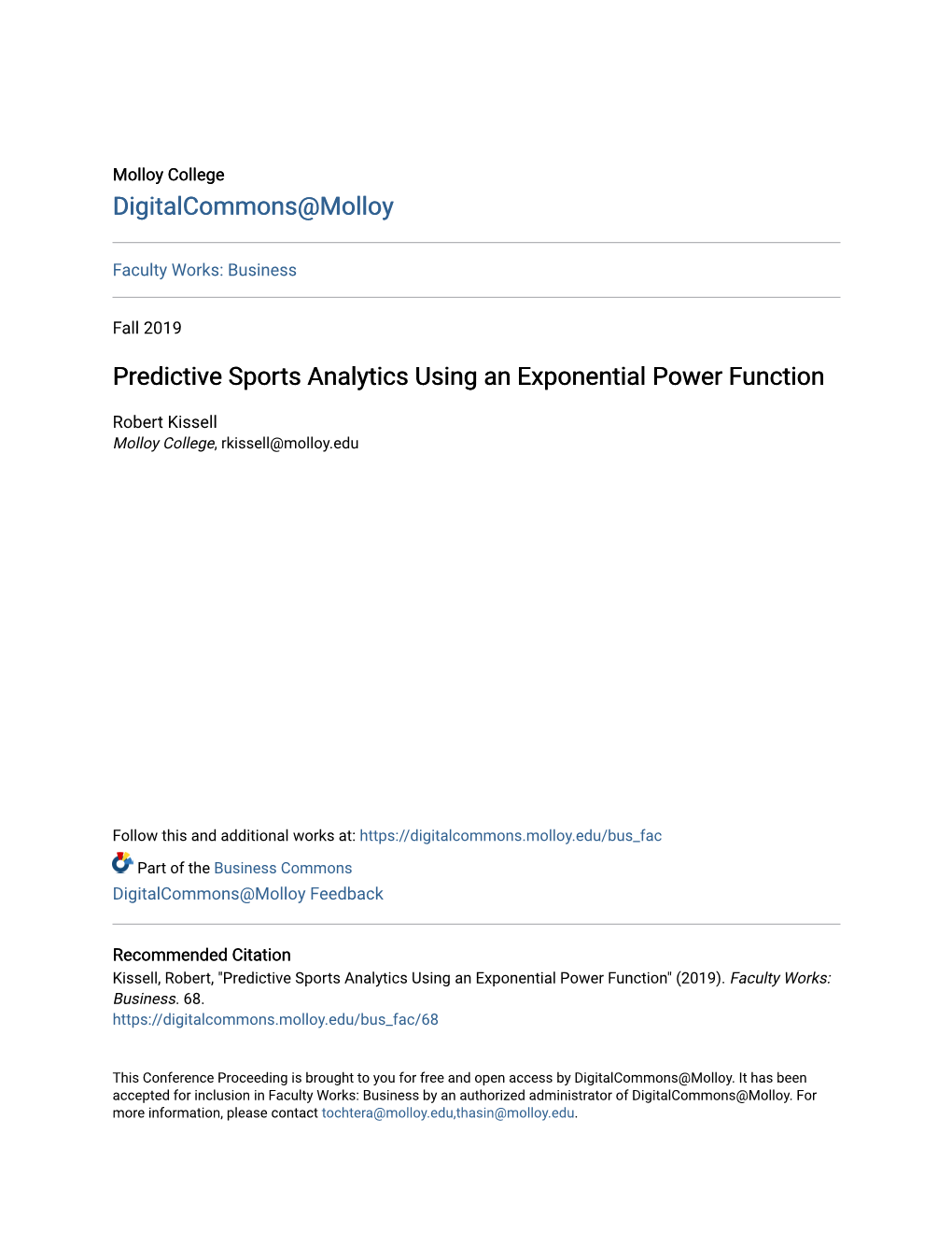 Predictive Sports Analytics Using an Exponential Power Function