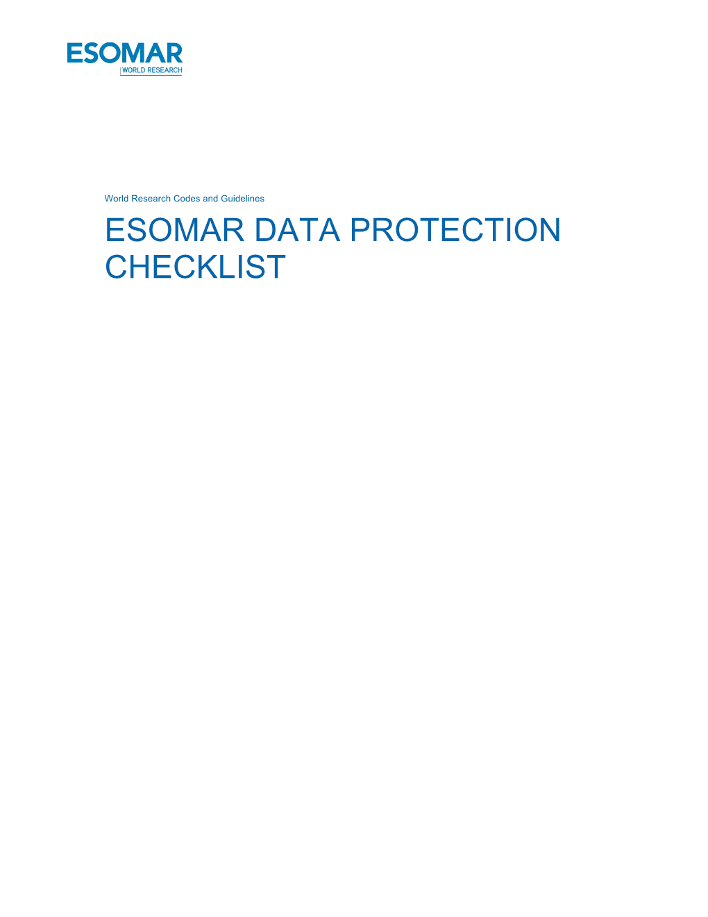 Esomar Data Protection Checklist