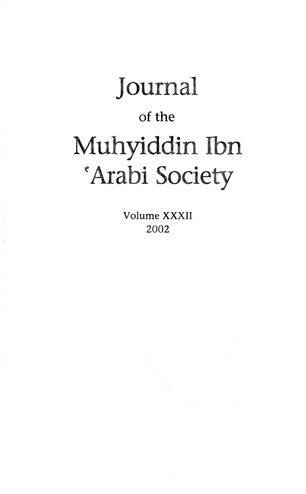 Journal Muhyiddin Ibn 'Arabi Society