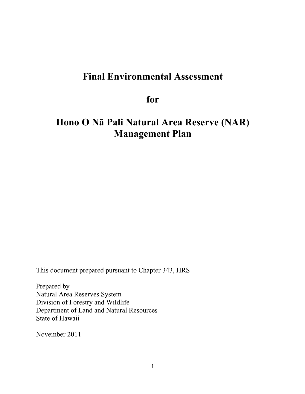Hono O Nā Pali Environmental Assessment