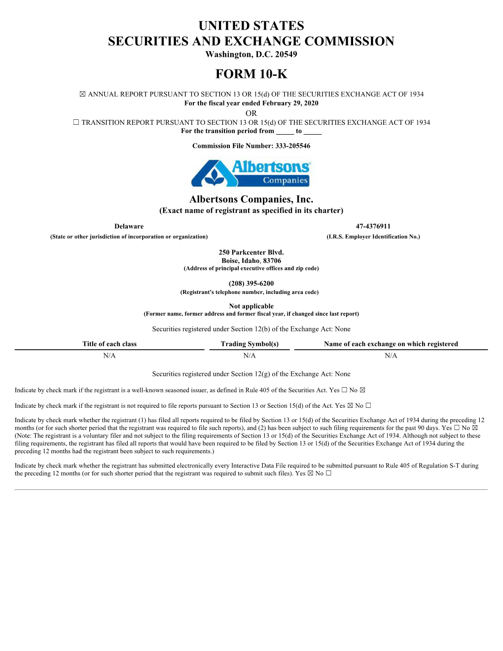 United States Securities and Exchange Commission Form